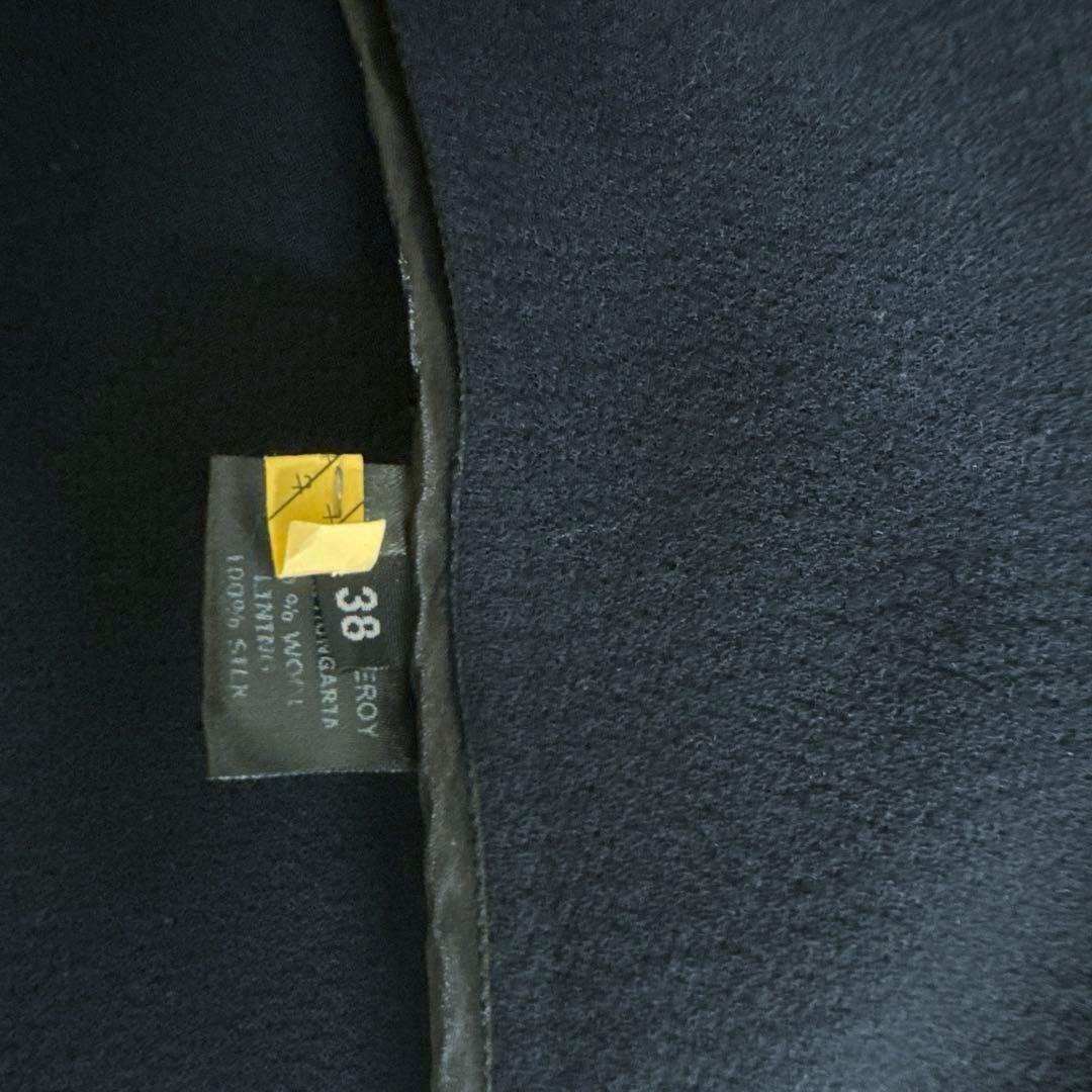 マルティニーク購入　ヴェロニクルロワの上品ノーカラーウールコート20万　黒