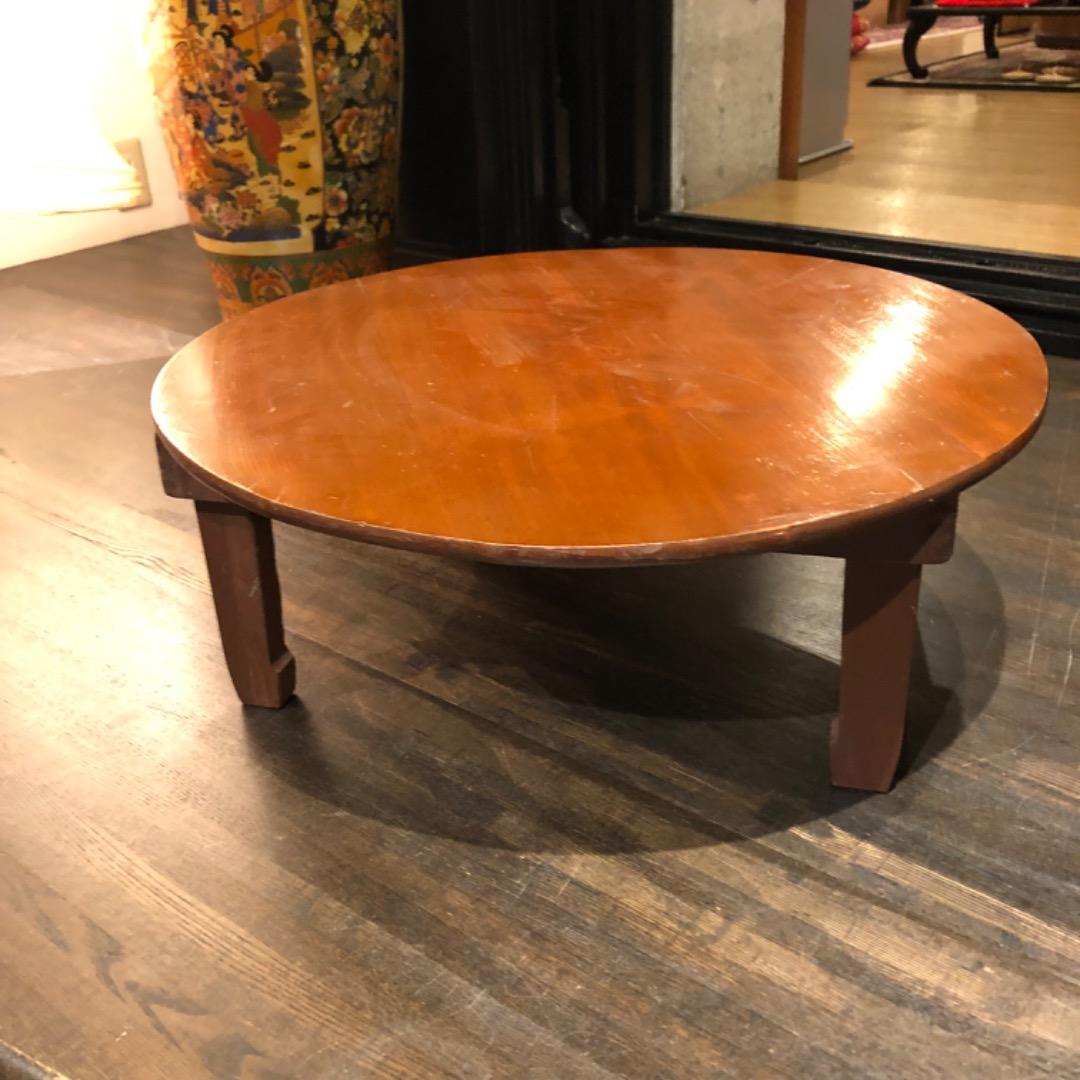 昭和レトロ　アンティーク　ちゃぶ台　折りたたみ式　木製　机　ローテーブル　丸