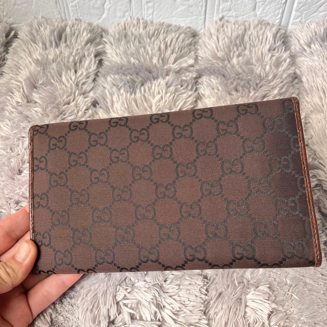 極美品✨GUCCI GGナイロン 三つ折り財布　ブラウン　メンズ　レディース