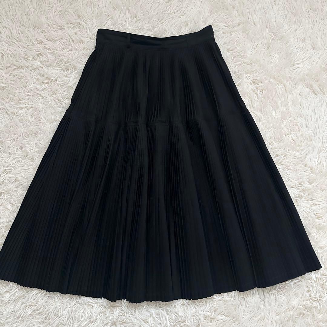 美品✨️45R ダンプ アコーディオンプリーツスカート 綿100% 黒 Lサイズ