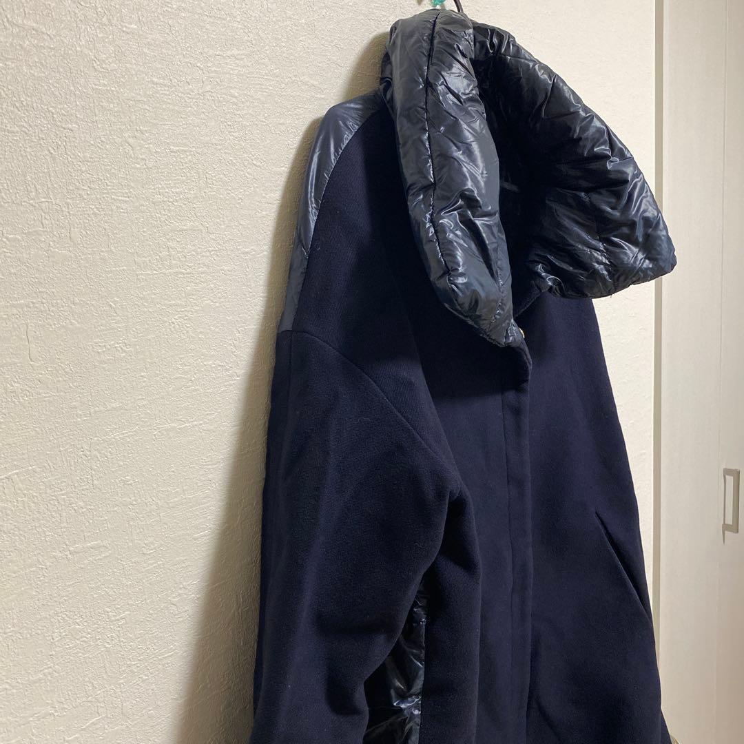 a2077【ヘルノ】異素材ドッキング 切り替え ダウンジャケット ネイビー 42