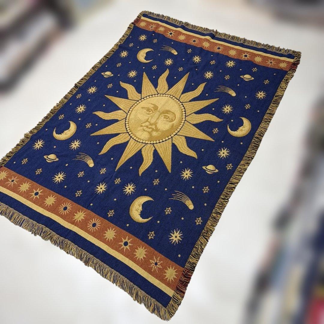 太陽　星　マルチカバー　ソファカバー　ヴィンテージラグ　185x125