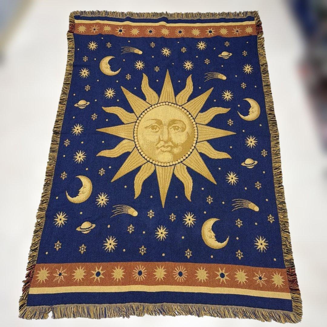 太陽　星　マルチカバー　ソファカバー　ヴィンテージラグ　185x125