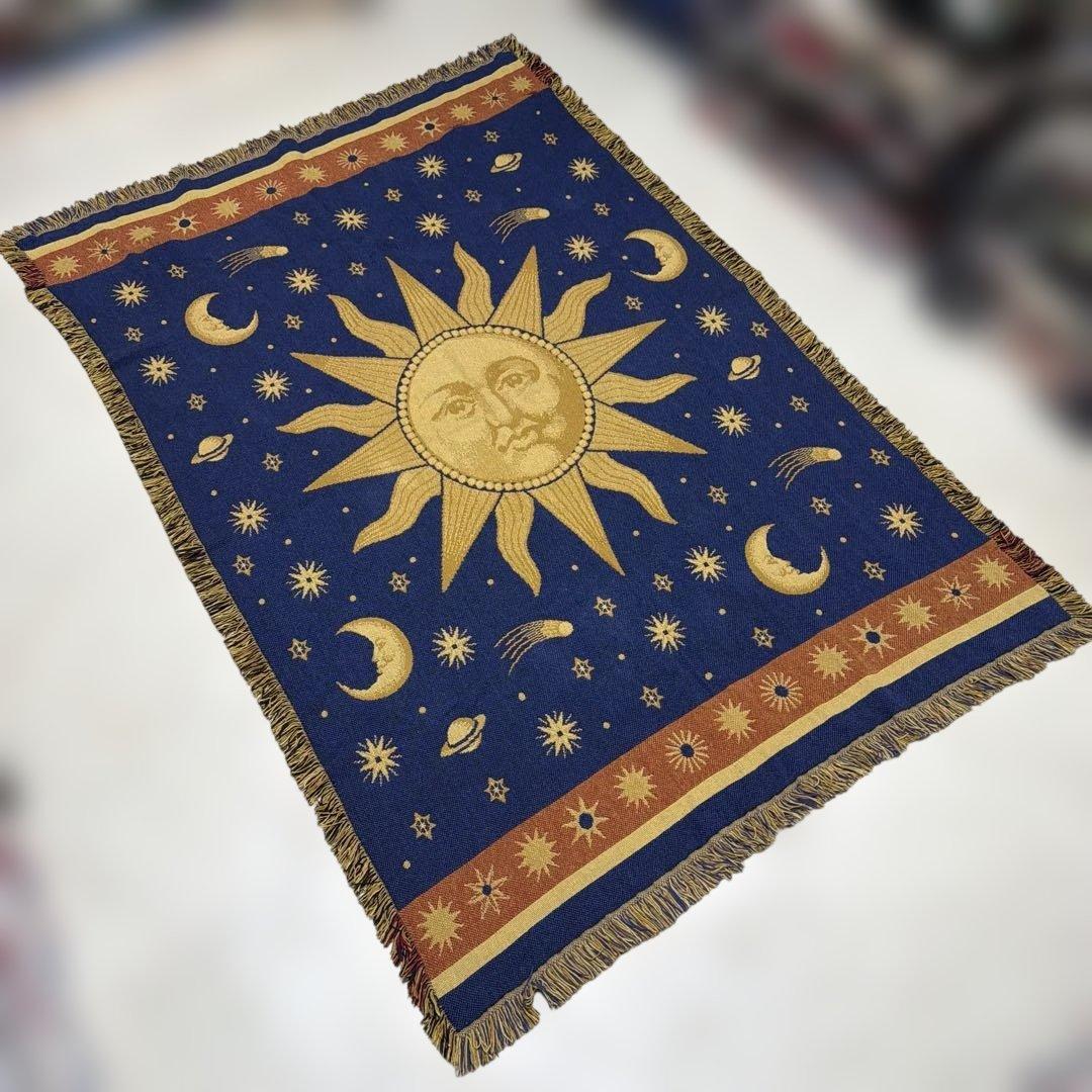 太陽　星　マルチカバー　ソファカバー　ヴィンテージラグ　185x125