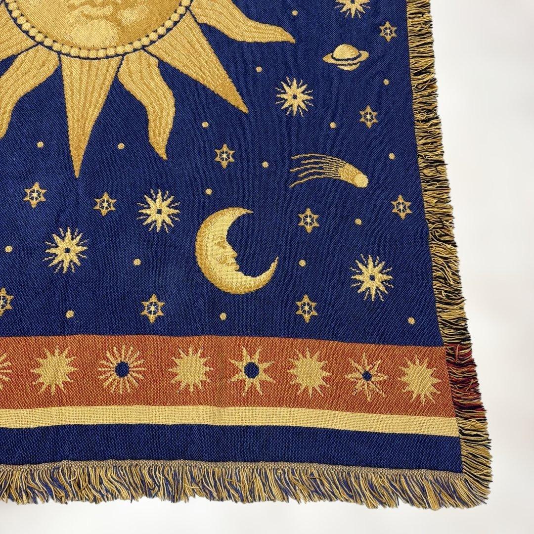 太陽　星　マルチカバー　ソファカバー　ヴィンテージラグ　185x125