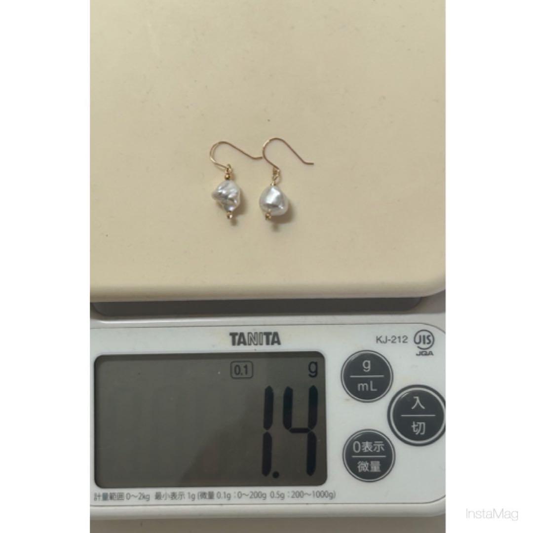 (M0923-1)K18PG,YG南洋白蝶ケシパールピアス　宝石　ぶら下がり