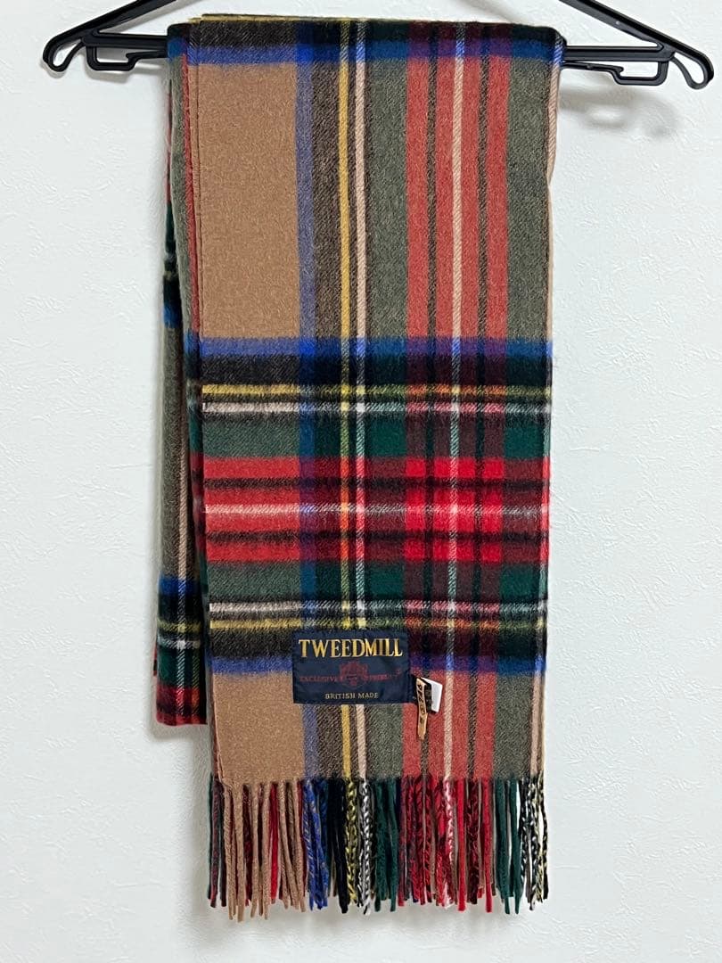 【TWEEDMILL】ツイードミル　大判ストール　チェック柄　ブラウン系