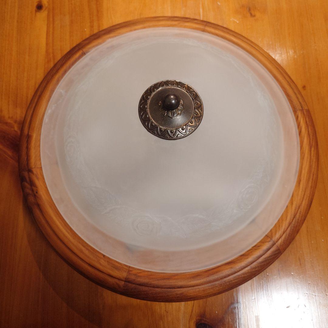 大塚家具　木製ガラスシーリングライト ３灯