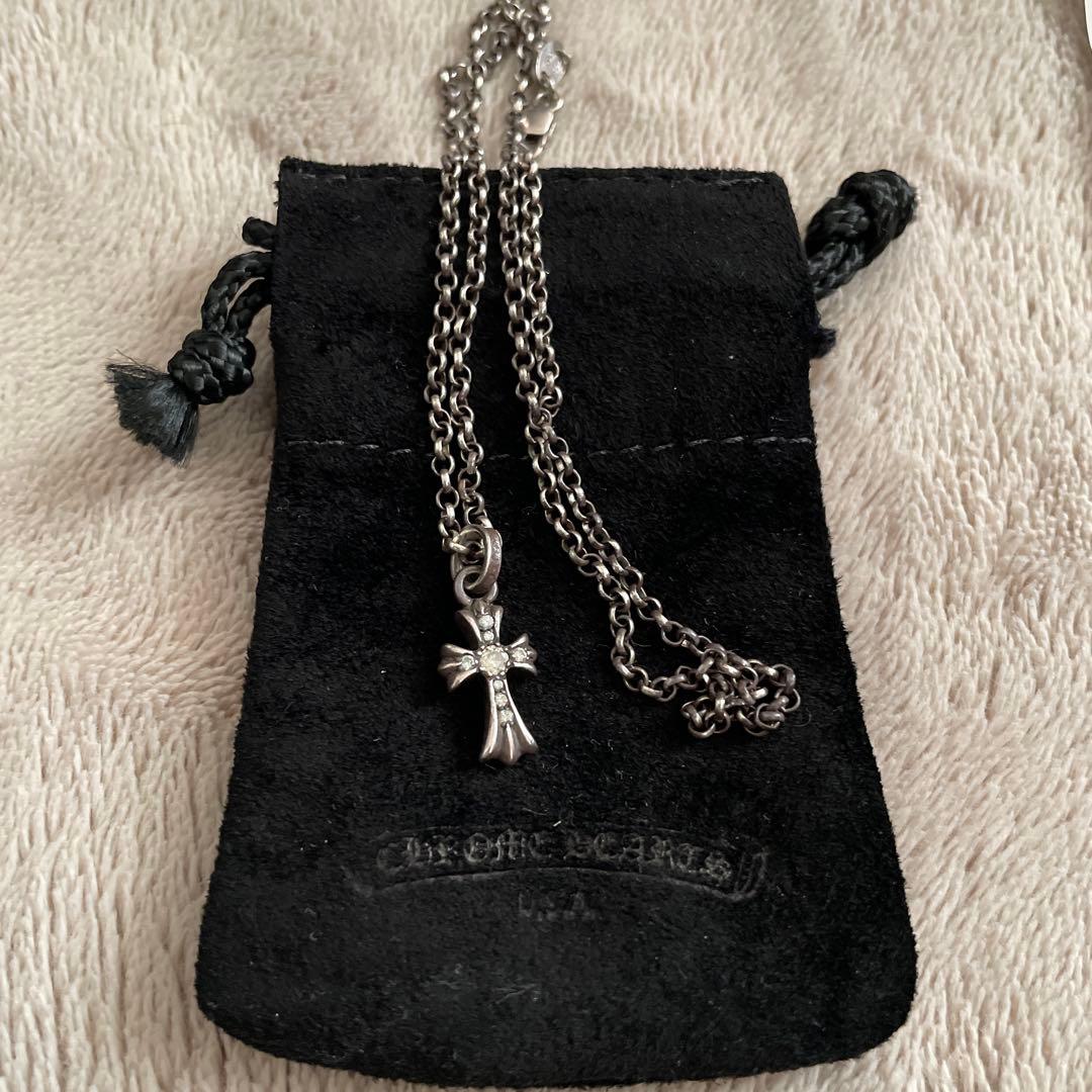 クロムハーツ ベビーファットクロス 純正 パヴェダイヤ　ロールチェーン18