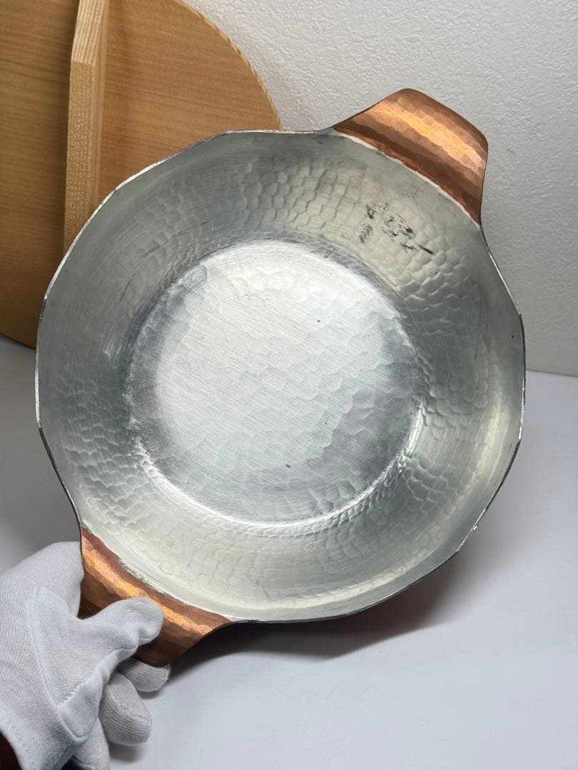 京都 有次 最高級 銅製 両手鍋 木蓋付き 22cm