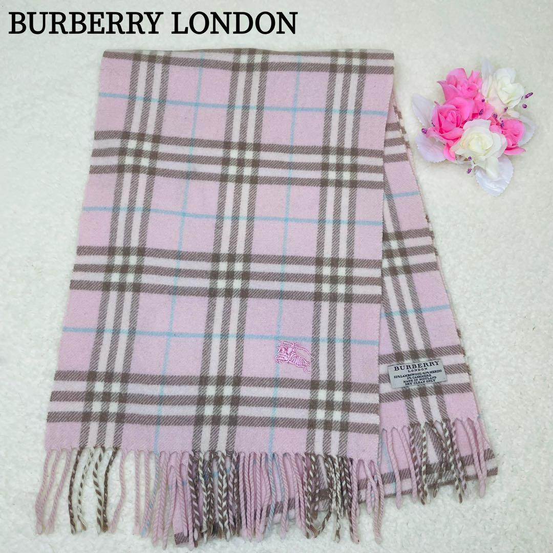 BURBERRY バーバリー マフラー カシミヤ混 ピンク ノバチェック Y2K