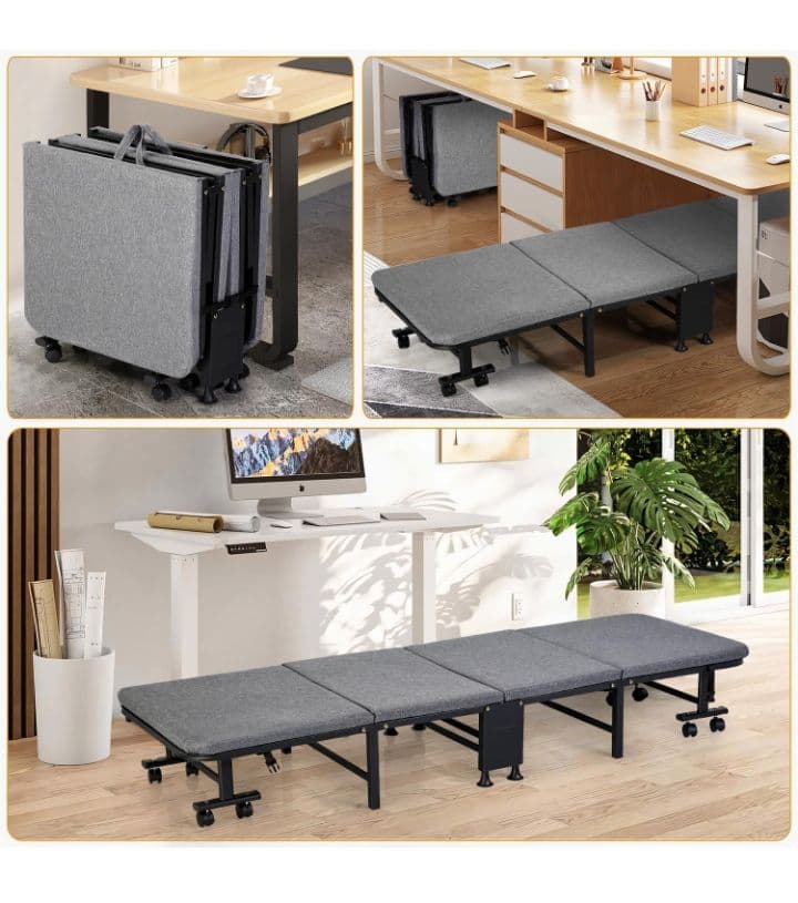 折り畳みベッド おりたたみベッド 四つ折り コンパクト 簡易ベッド つ213