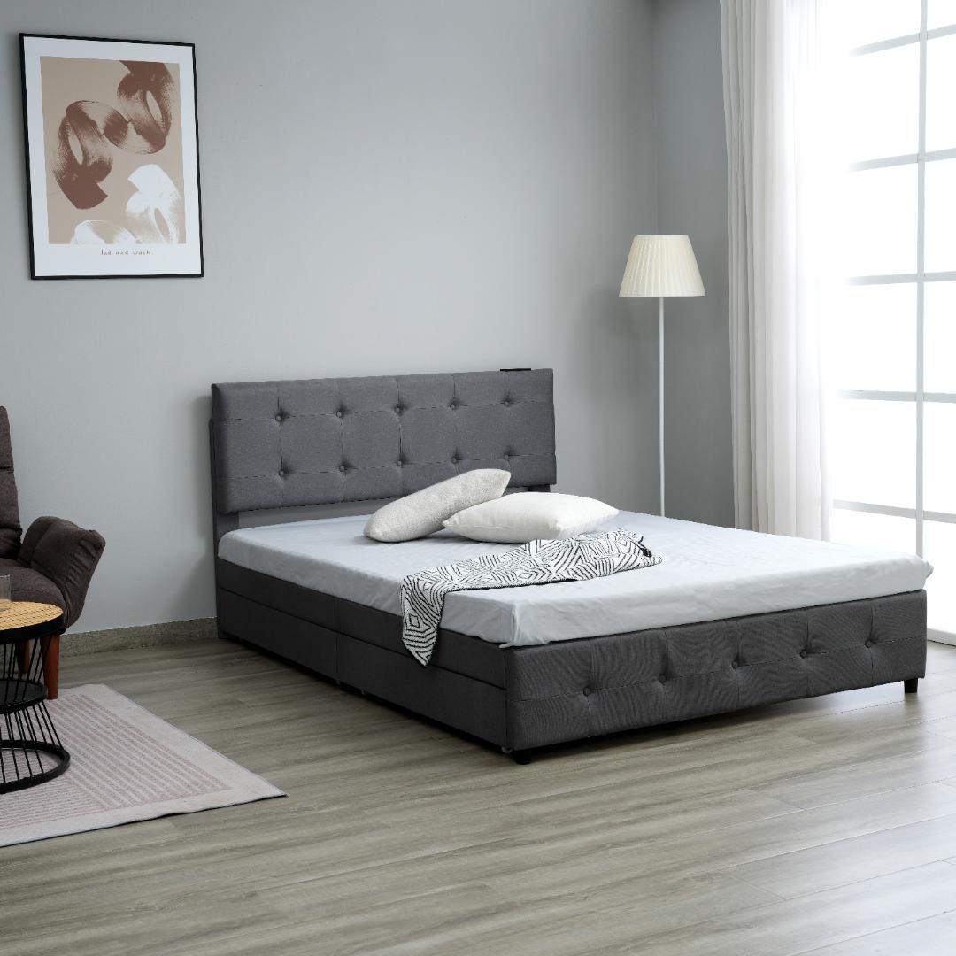 【D・ダブル】 ファブリックベッド ベッドフレーム 引き出し付き　2COLOR