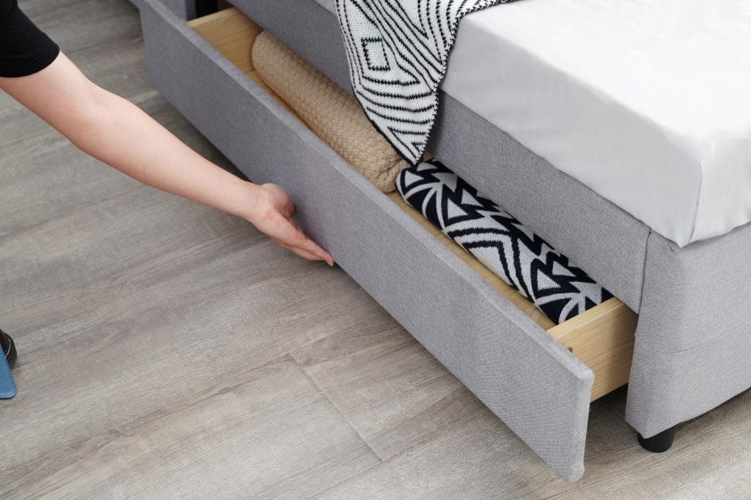 【D・ダブル】 ファブリックベッド ベッドフレーム 引き出し付き　2COLOR