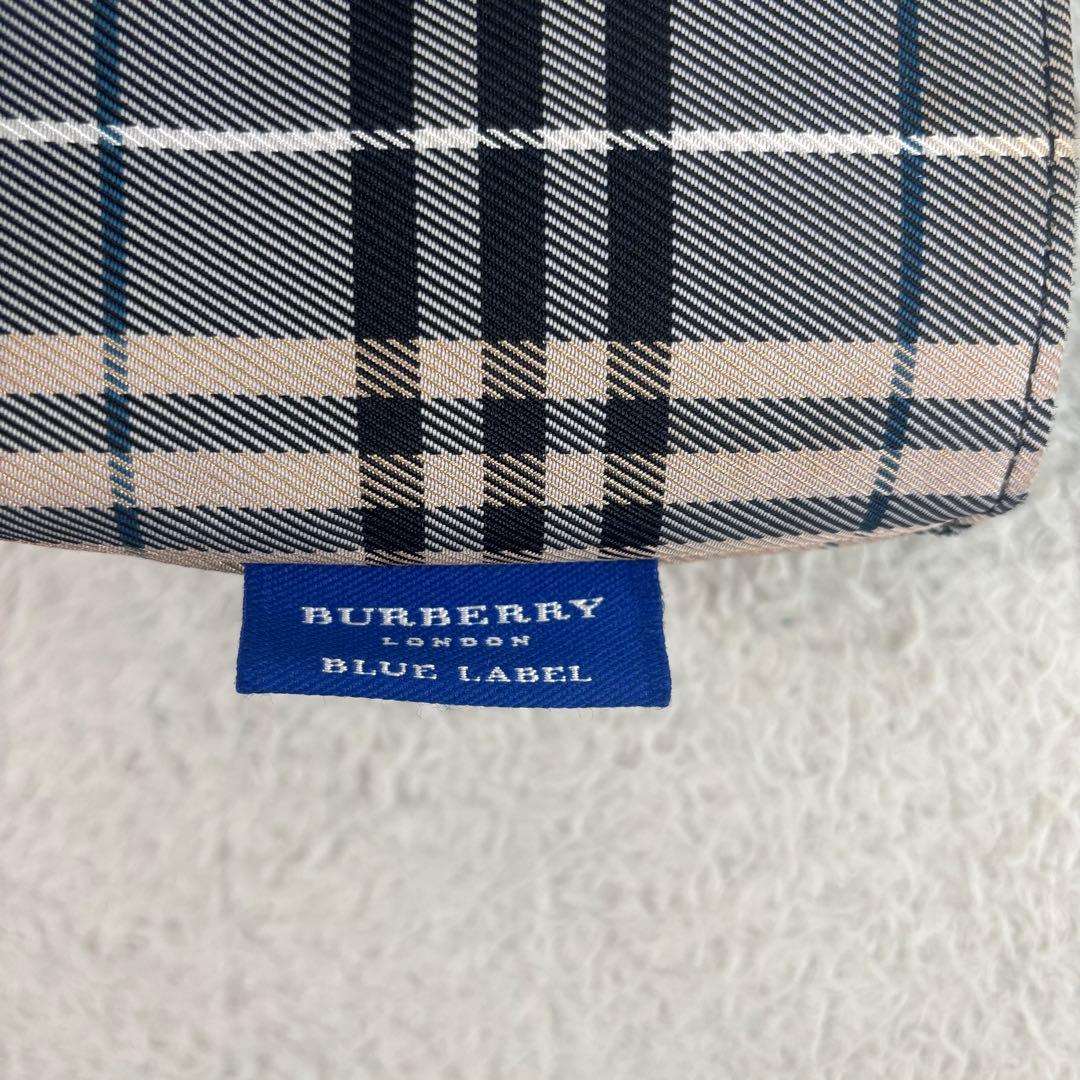 バーバリーブルーレーベル 水色 系チェック柄エコバッグ 日本製 トートバッグ