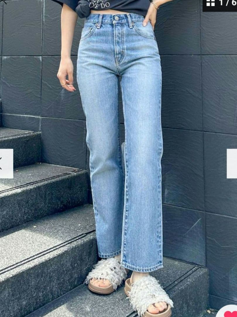 美品Ungrid/アングリッド/ヴィンテージストレートデニム ブルー23インチ