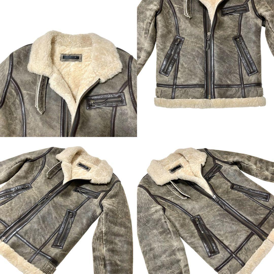 【良品】Liugoo リューグーレザーズ ムートンジャケット フライト B3 黒