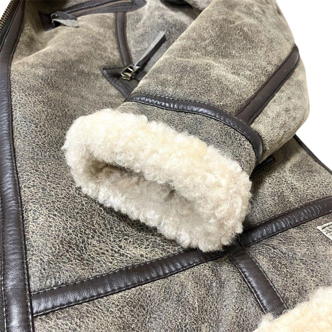 【良品】Liugoo リューグーレザーズ ムートンジャケット フライト B3 黒