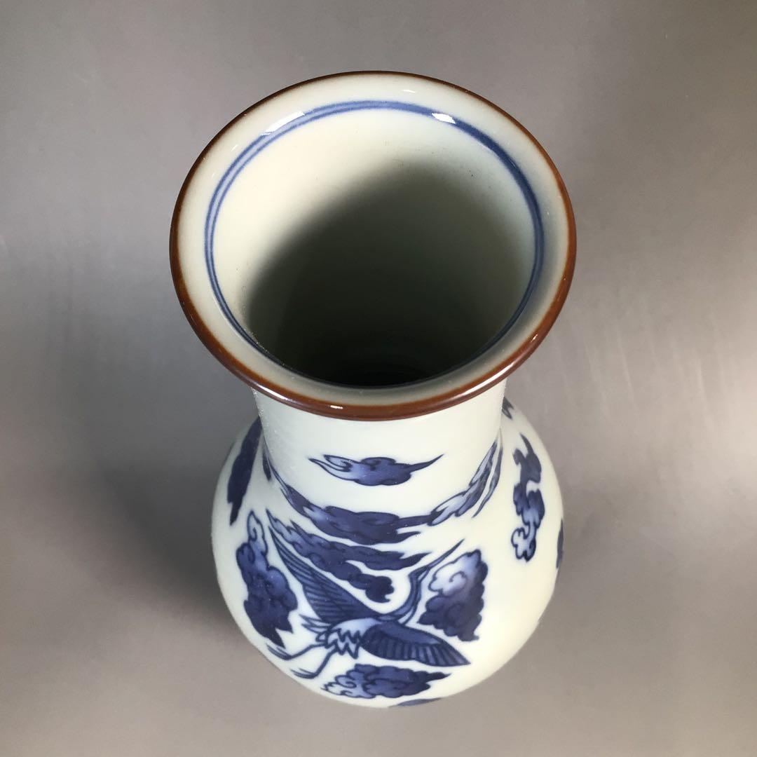 Ｎ７２１　皆具　『手塚玉堂造』『染付雲鶴文』『水指　建水　蓋置　杓立』　共箱