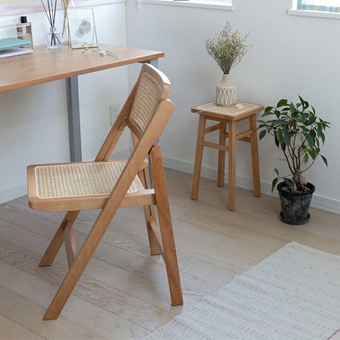 フォールディングチェア　折り畳みチェア　ラタンチェア　新品未使用品