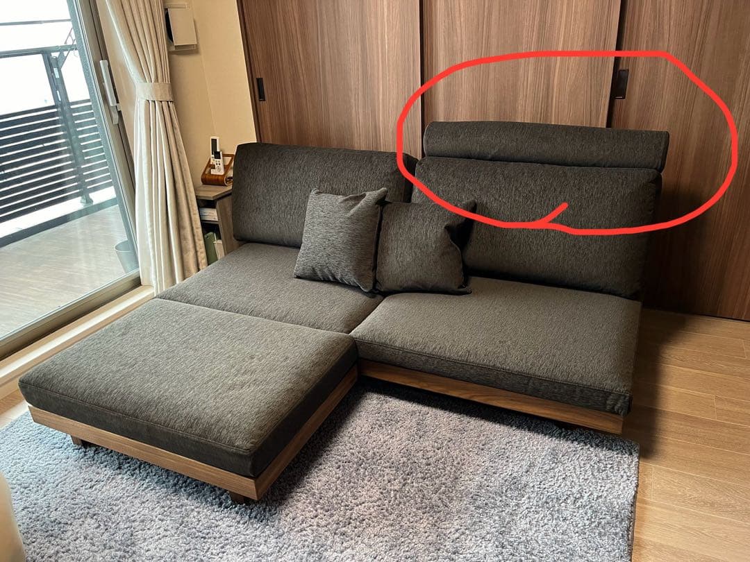 マスターウォール　デニッシュソファ　ヘッドレスト ダークセピア 90センチ