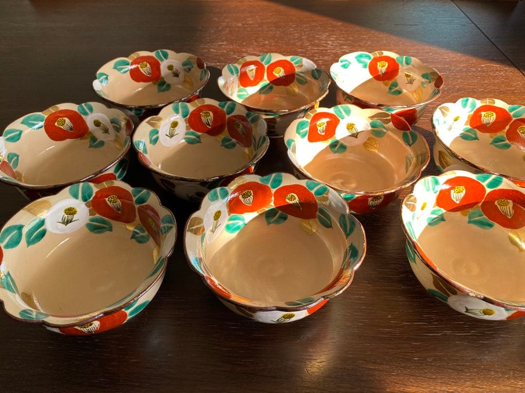 乾山写　京焼　椿向付10客 新品未使用