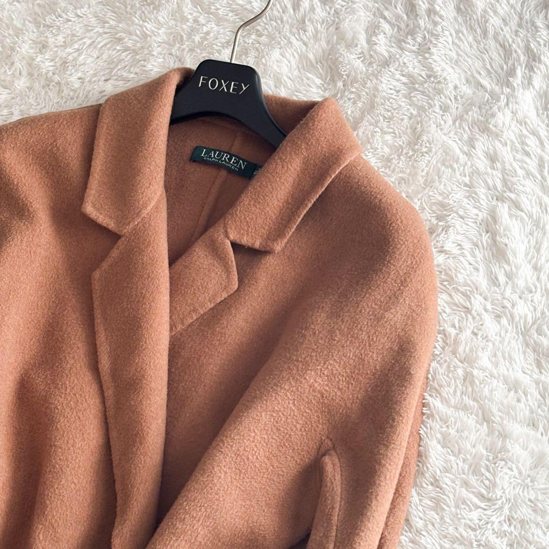 ローレンラルフローレン　チェスターコート　ロングコート　ウール　リボン　キャメル