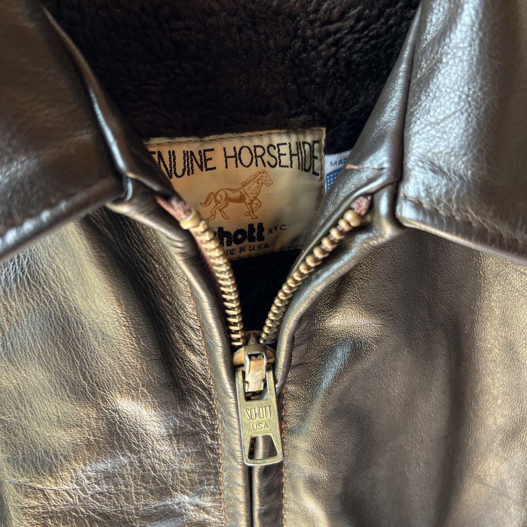 希少✨schott 襟付ライダースジャケット 652H ホースハイド　38 馬革