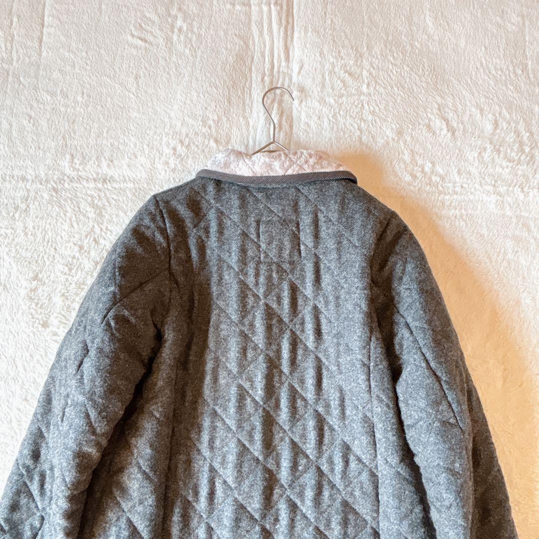 LAVENHAM ラベンハム ボアキルティングコート グレー 38