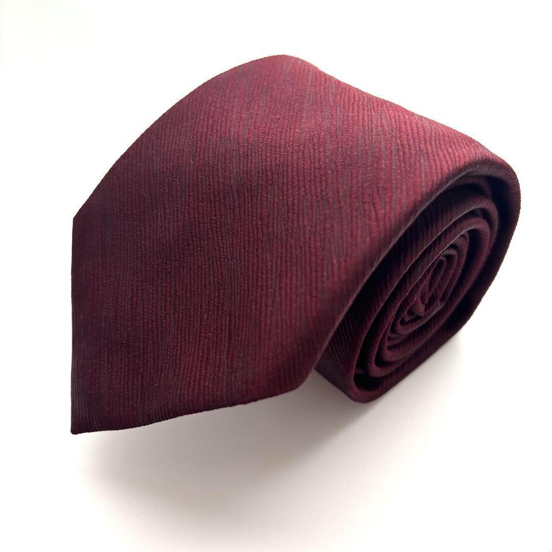 ꧁美品꧂ ゼニア ネクタイ 無地 ソリッドタイ ビジネス バーガンディ 現行タグ