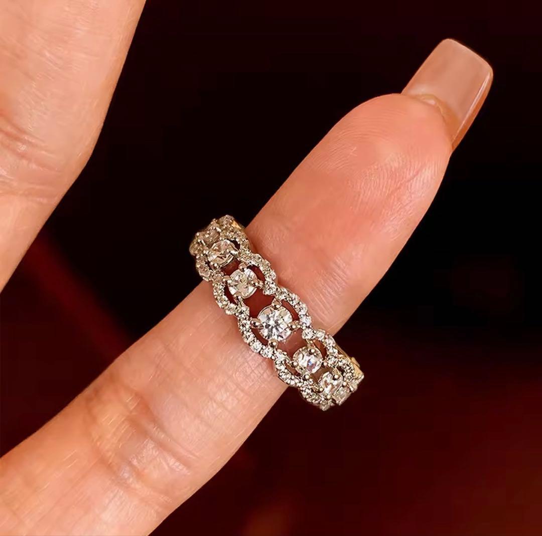 美品◆モアサナイト s925 レースリング　ヴァンドーム青山タイプ　#8号