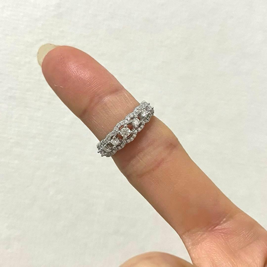 美品◆モアサナイト s925 レースリング　ヴァンドーム青山タイプ　#8号