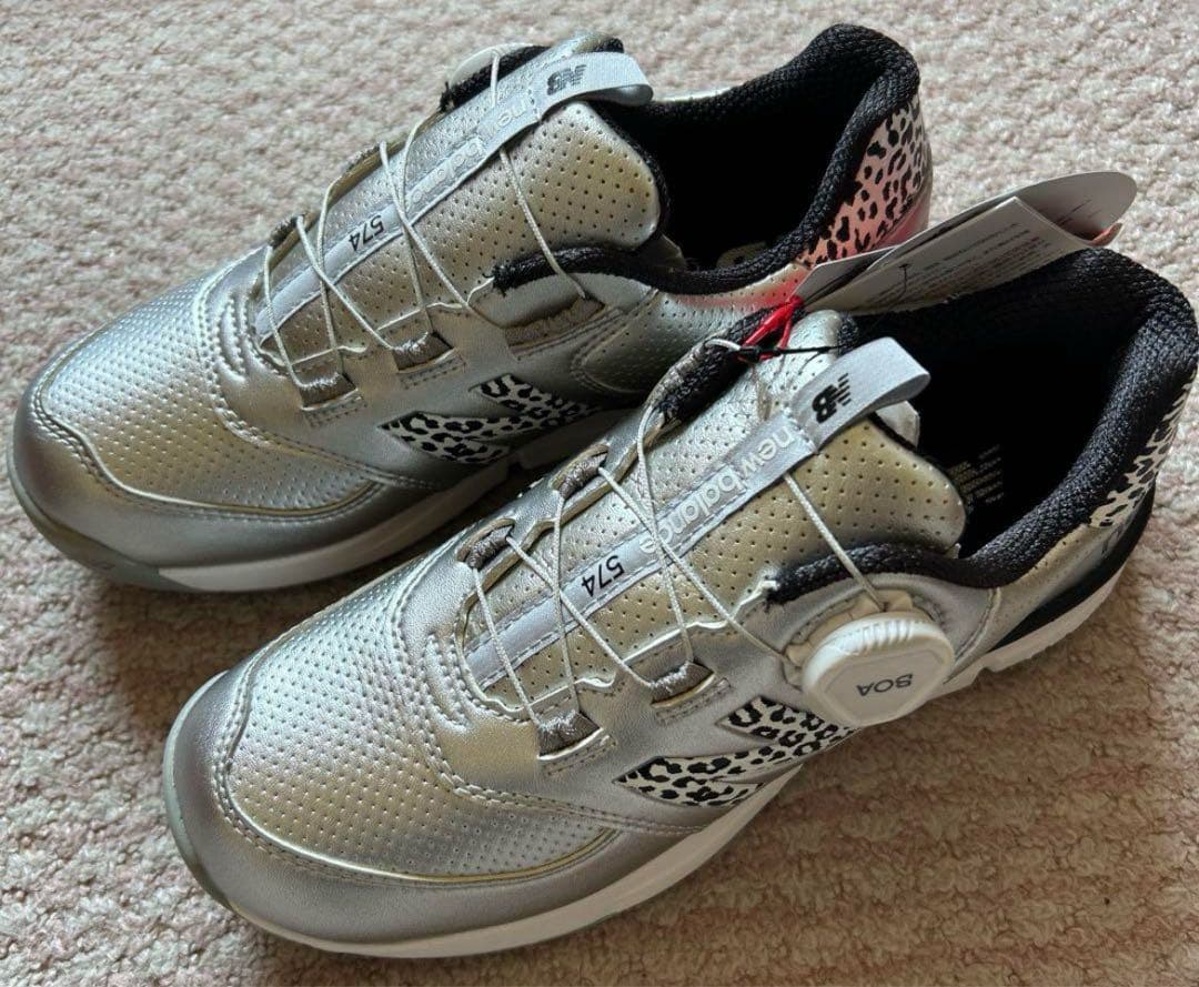 ニューバランス WGBS574 ゴルフシューズ ボアレオパード 23cm 新品