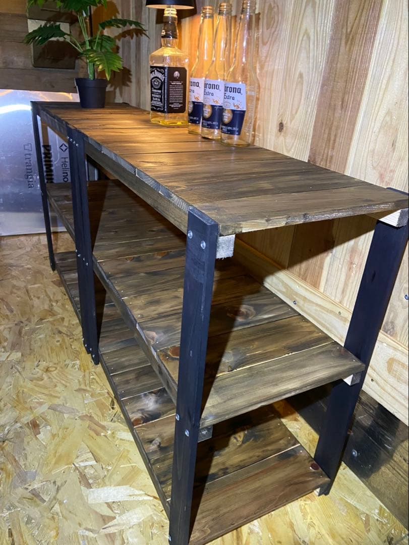 アイアン風3段ラック　靴入れ　飾り棚