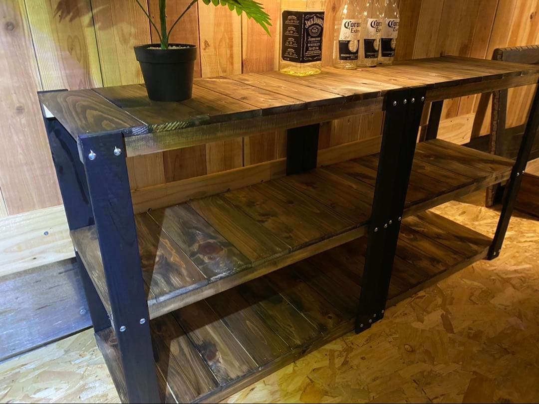 アイアン風3段ラック　靴入れ　飾り棚