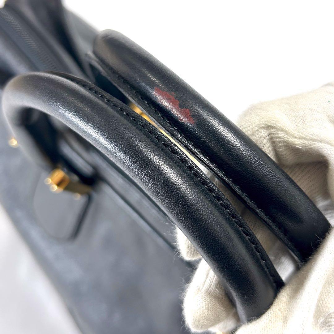 ロエベ　LOEWE ミニボストンバッグ　ブラック　アナグラムロゴ　レザー　黒