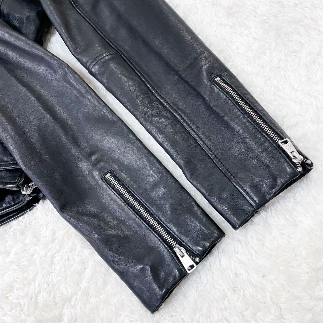 極美品 ALLSAINTS オールセインツ ラムスキン レザージャケット 黒 L