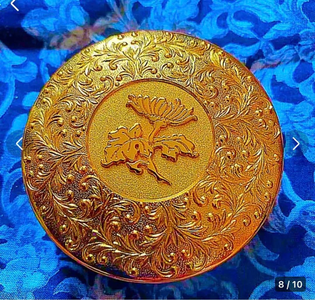 金運爆上げ　鍍金直径6.6cm高級鍍金仏塗香入れ(金属) 蓮の華　小物入れ