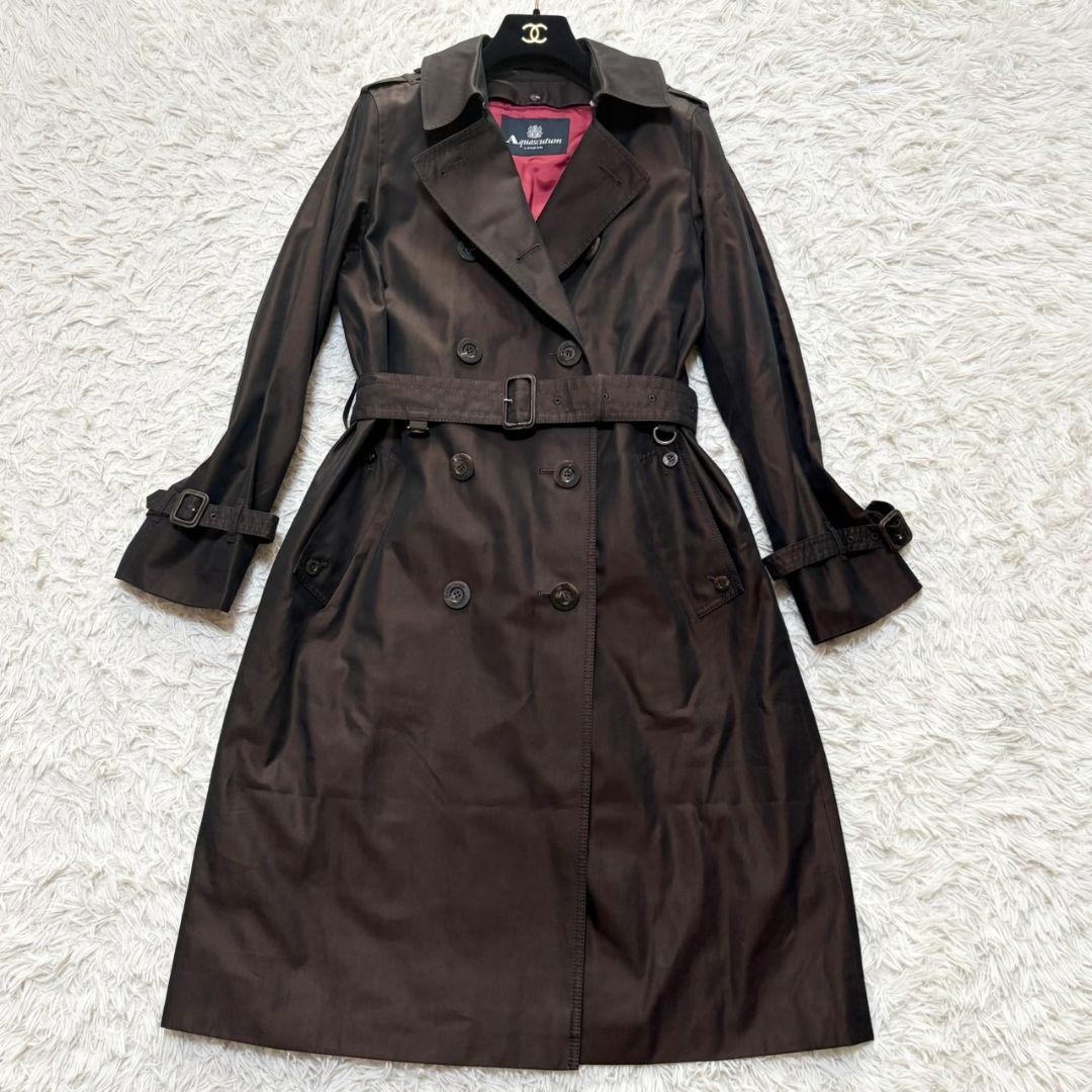 極美品 現行 アクアスキュータム トレンチコート ライナー クラブチェック