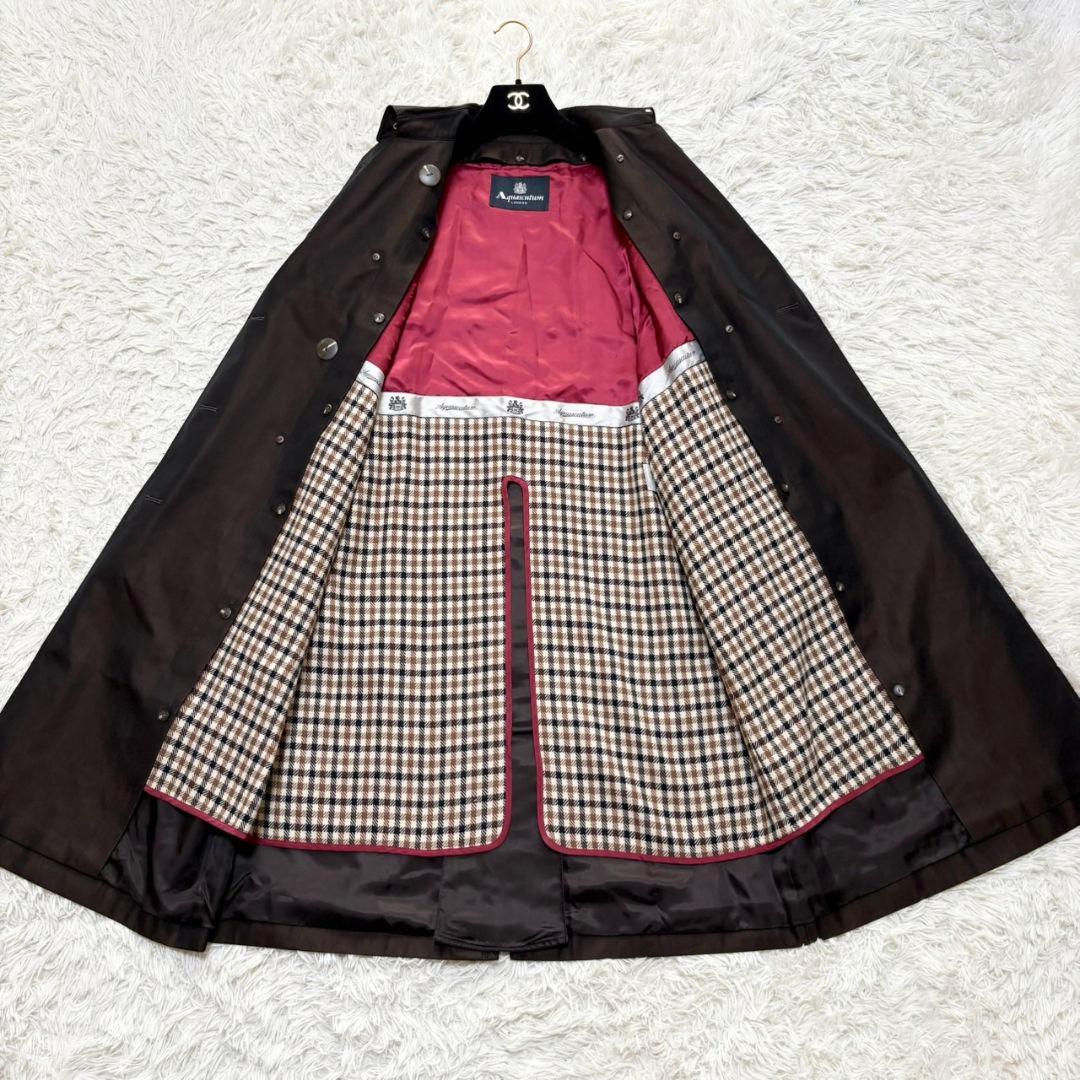 極美品 現行 アクアスキュータム トレンチコート ライナー クラブチェック
