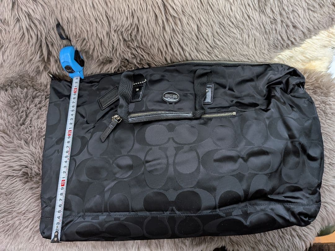 COACH ブラック シグネチャーナイロンボストンバッグ