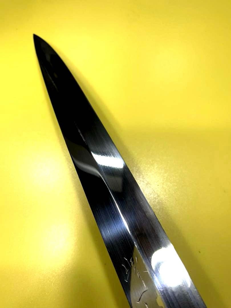 堺一文字光秀　柳刃包丁　本鍛錬　青波打　刃渡り29cm　波紋出てます。