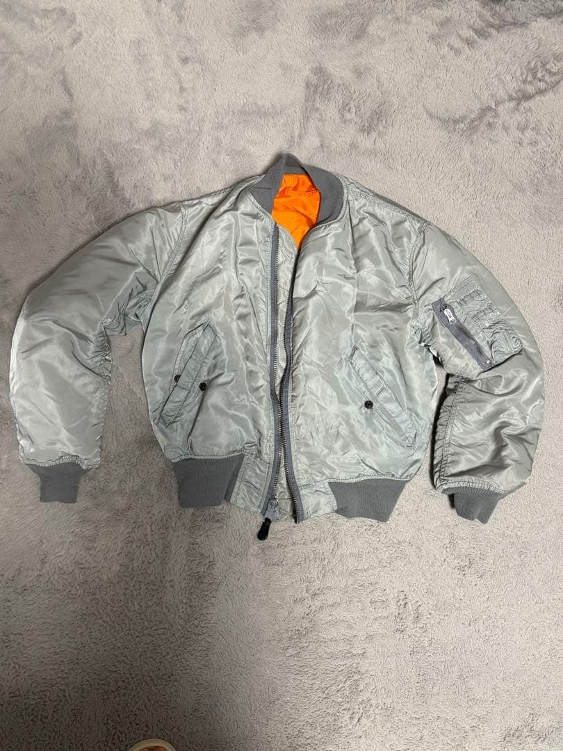 USA 80s MA-1 フライトジャケット グレー/オレンジ