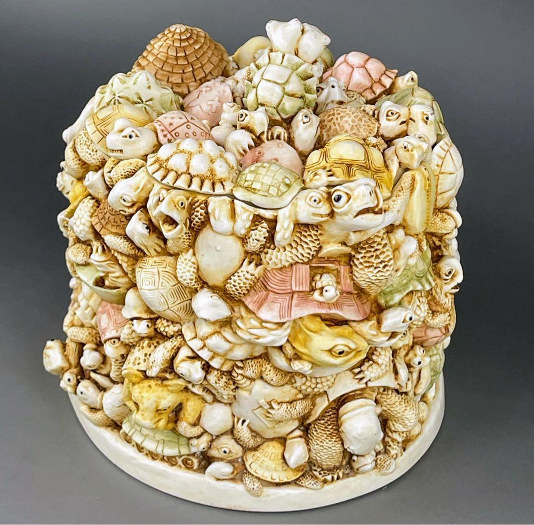 【希少】ハーモニーキングダム 亀 小物入れ カメ かめ 彫刻 置物 ボックス