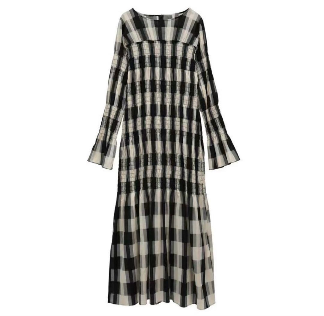 ワンピース CLANE SHIRRING LONG ONEPIECE