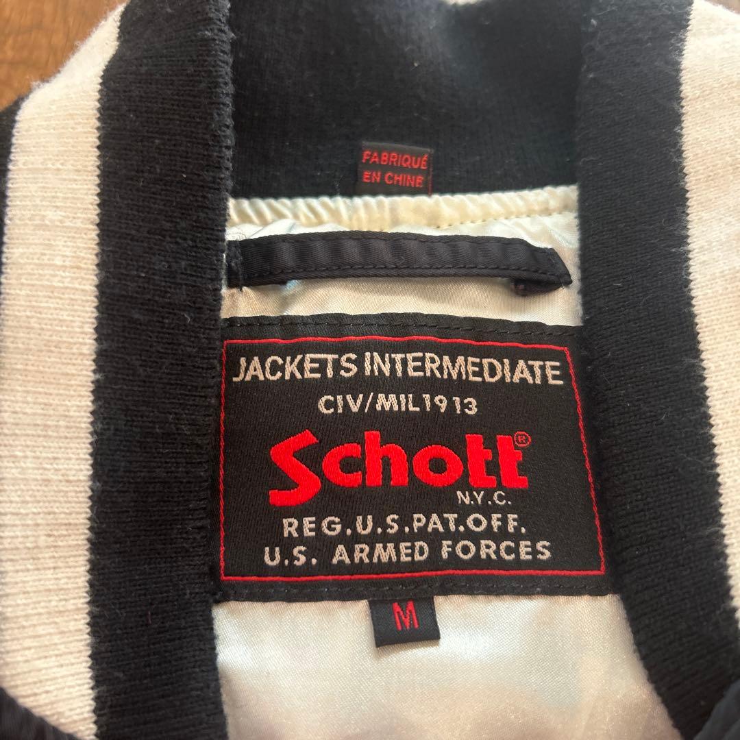 Schott スカジャン ブラック/ホワイト M