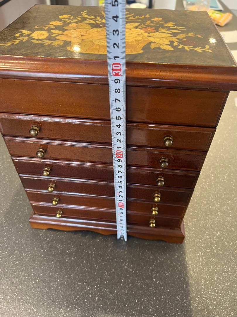 イタリア製 象嵌細工 木製ジュエリーボックス ミラー付き