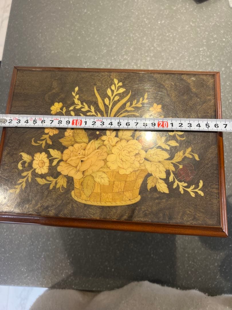 イタリア製 象嵌細工 木製ジュエリーボックス ミラー付き