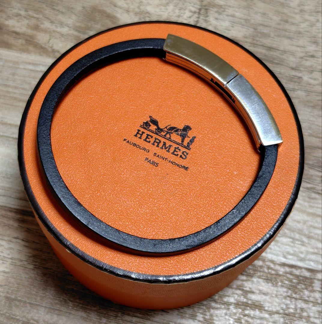 HERMES ブラック シルバー ブレスレット