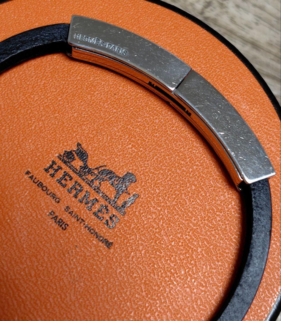 HERMES ブラック シルバー ブレスレット